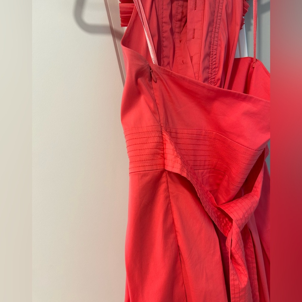BCBGMaxAzria Hot Pink Ruffled Pleated Mini Sundress - Picture 4 of 5